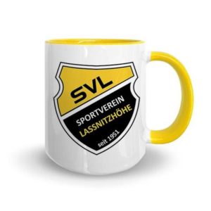Häferl mit SVL & Lahö Youngsters Logo weiß/gelb